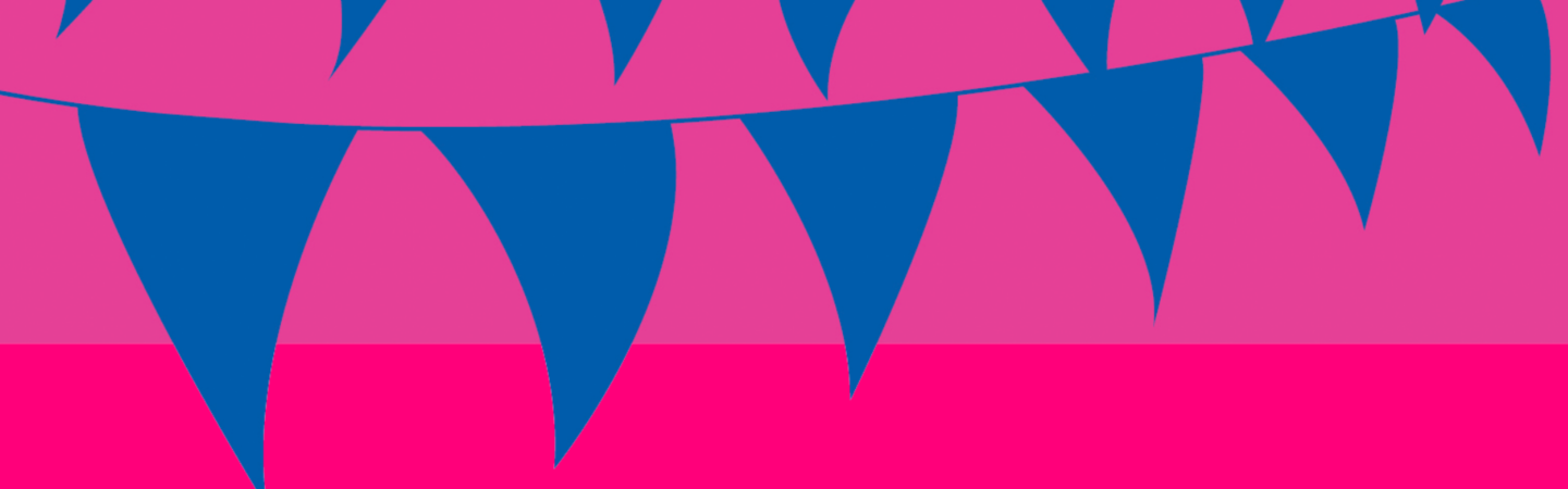Pink Website Banner with Blue Flags